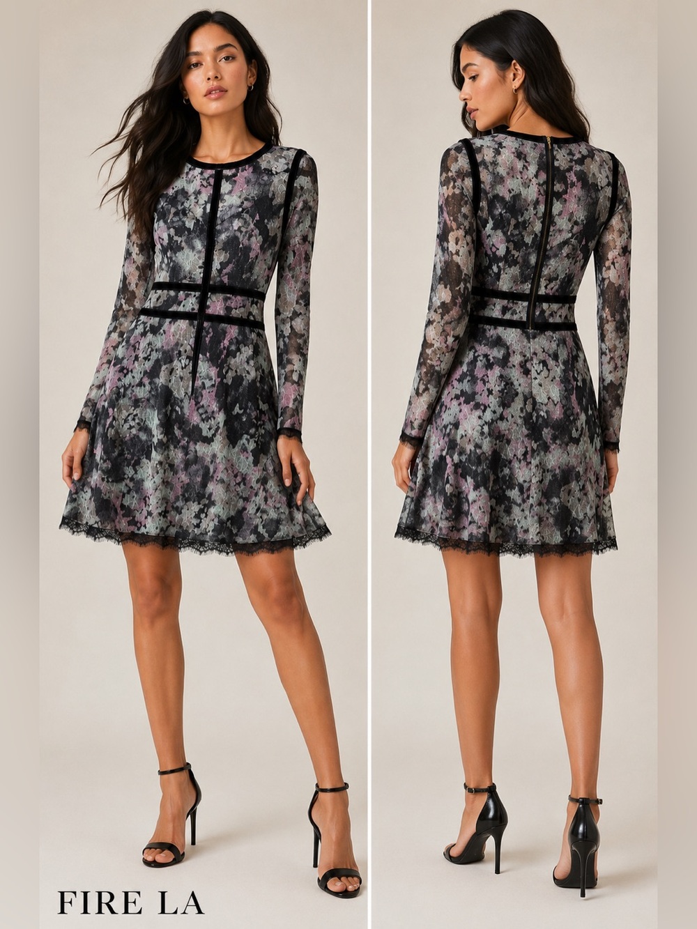 Fire LA Black Mini Dress Stretch Gothic Feminine‎ Date Night Going Out S